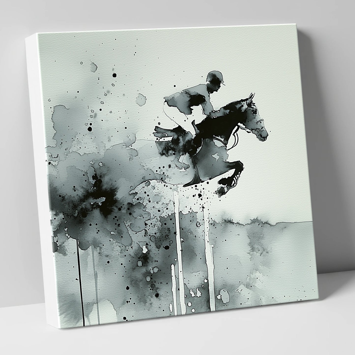 Airborne Shadows show jumping horse canvas wall art