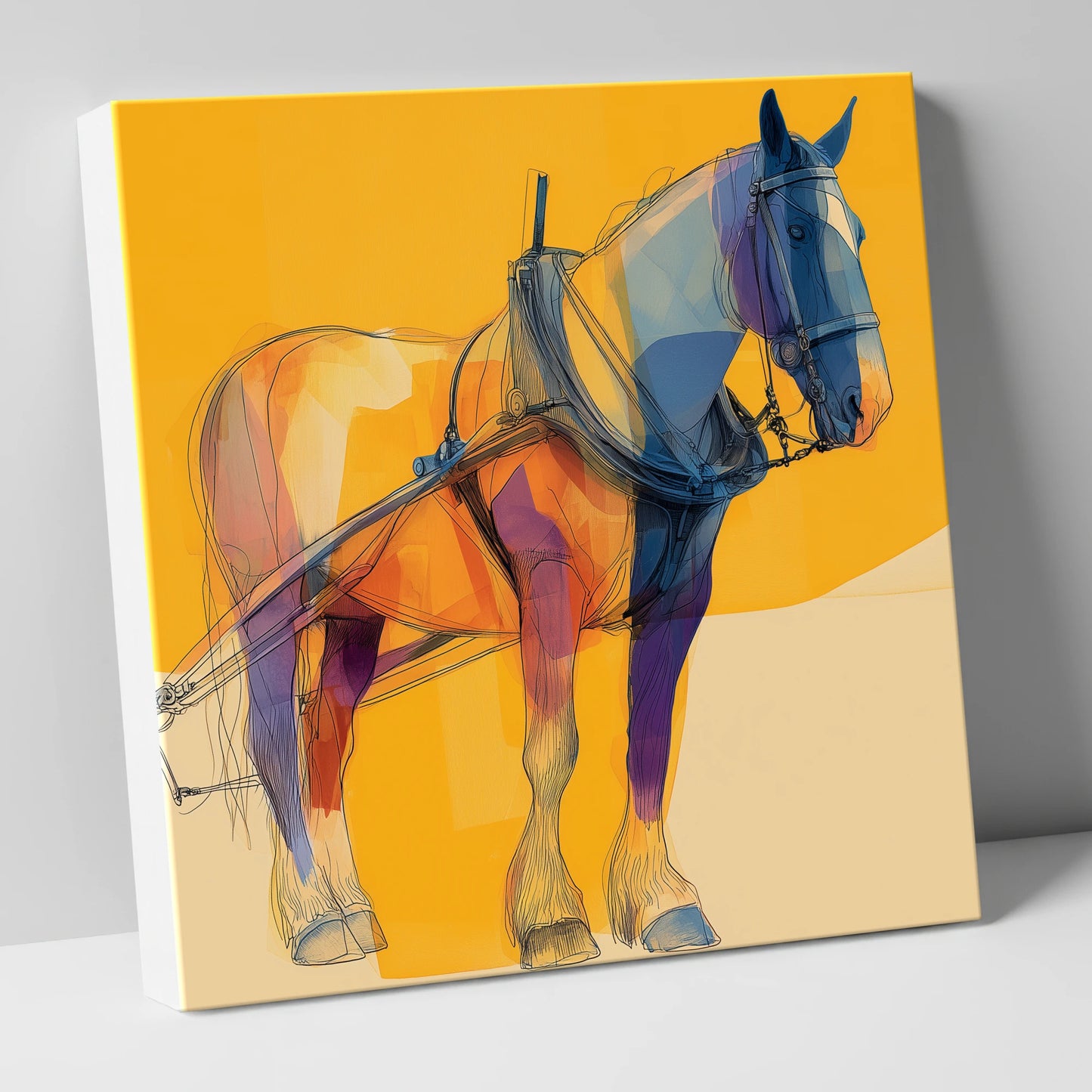 Modern Draught in Harness working horse canvas wall art