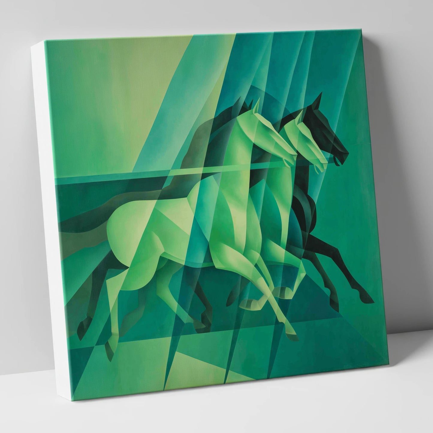 Emerald Rhythm racing horse canvas wall art