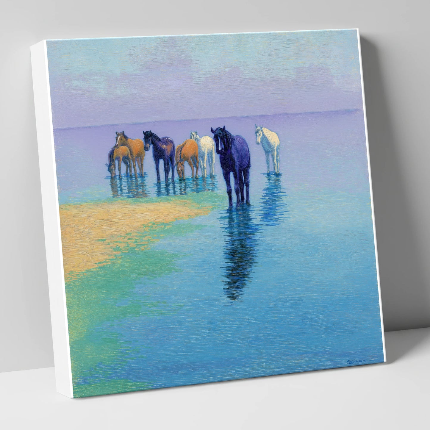 Lavender Shallows wild horses canvas wall art