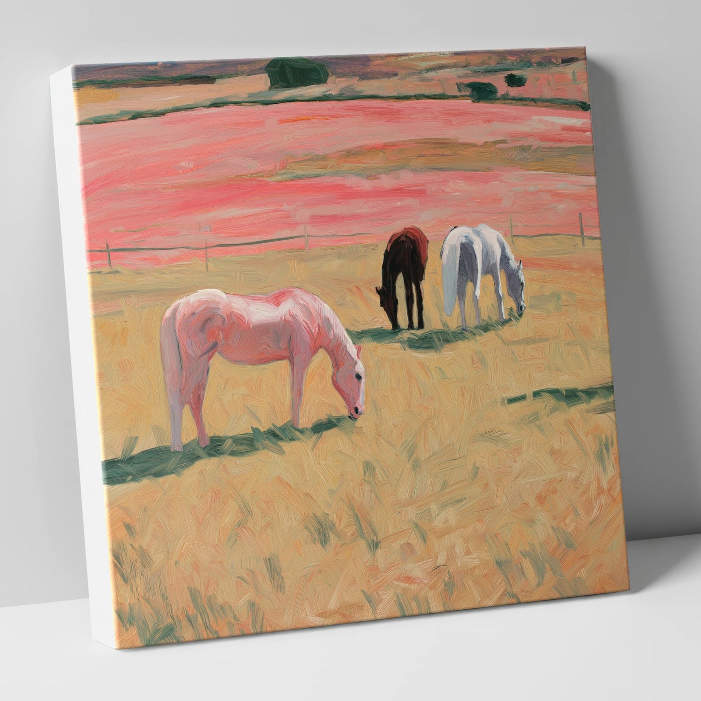 Dusky Meadow Grazing horse landscape canvas wall art