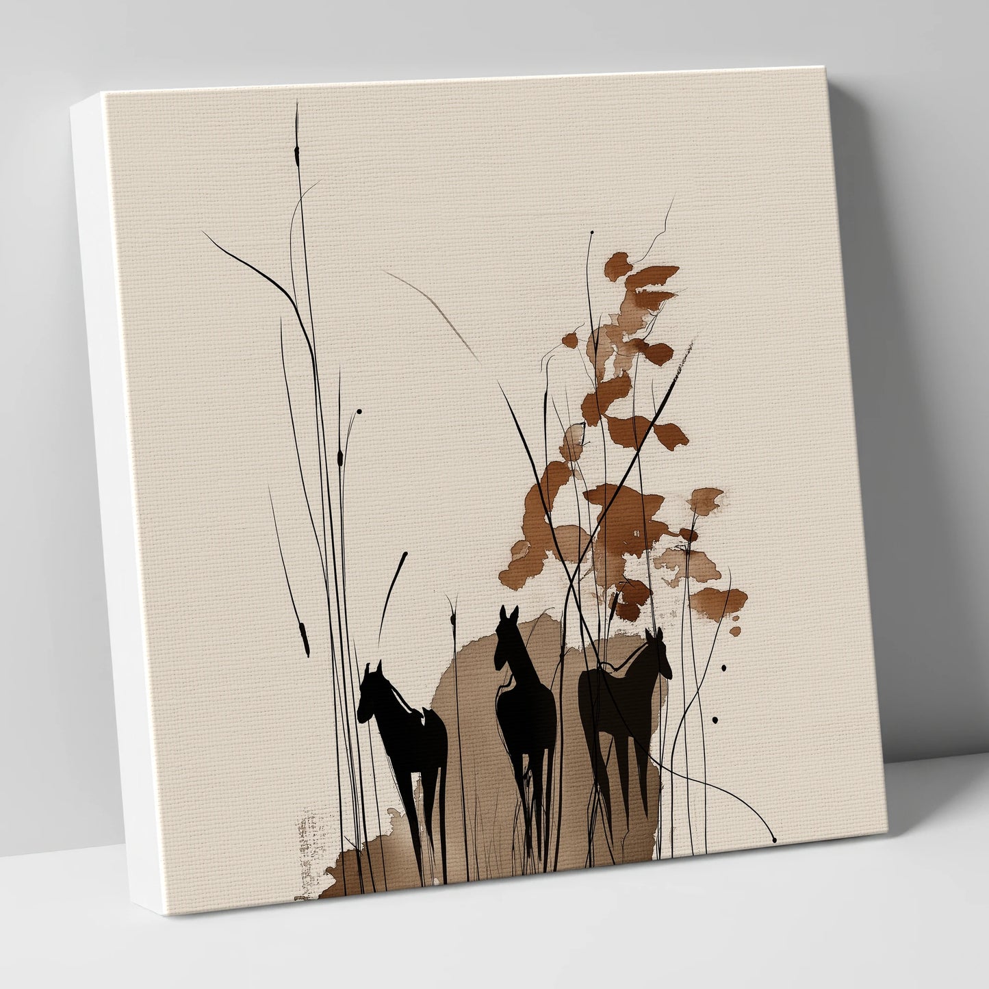 Serenity in the Reeds wild horses canvas wall art