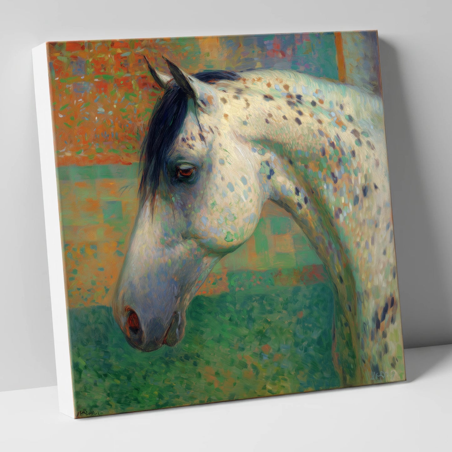 Vibrant Spotted Portrait horse breed canvas wall art