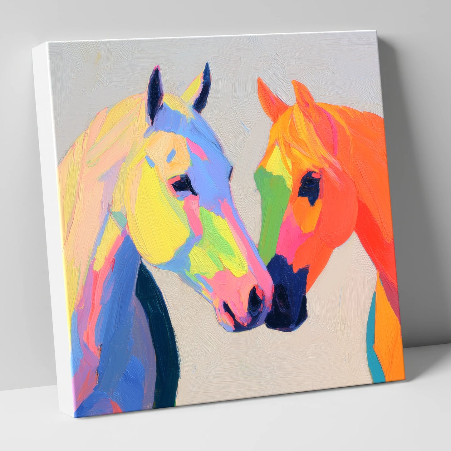 Technicolour Companions horse portrait canvas wall art