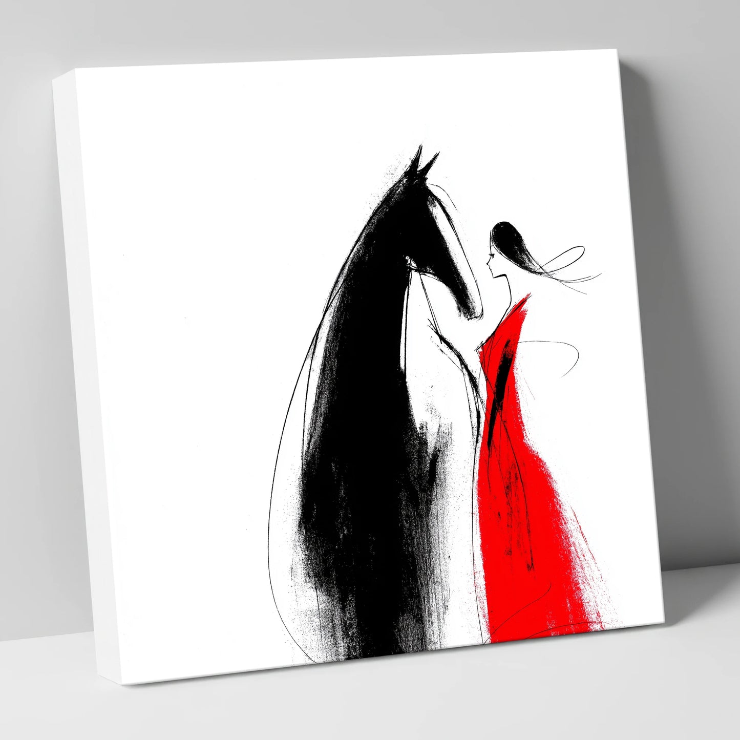 Crimson Connection horse & rider canvas wall art
