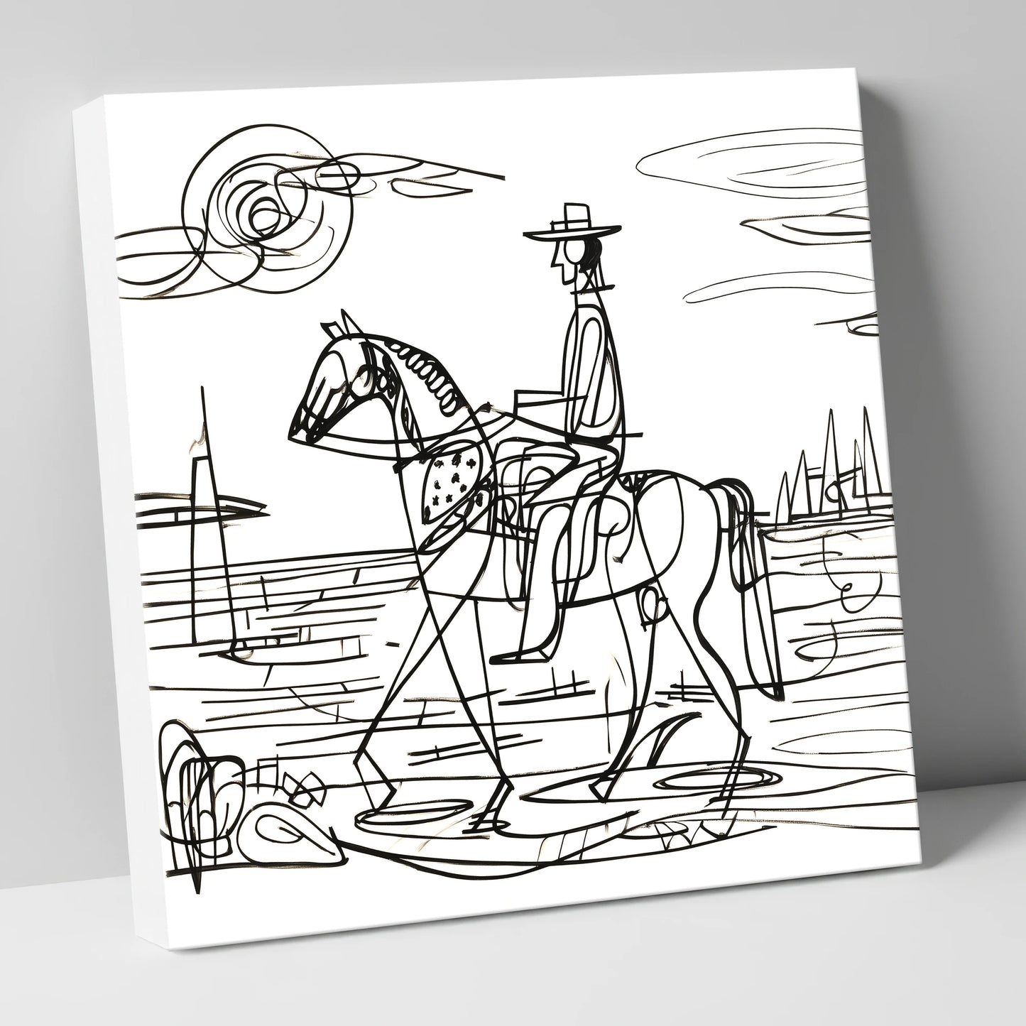 Abstract Coastal Ride beach horse canvas wall art