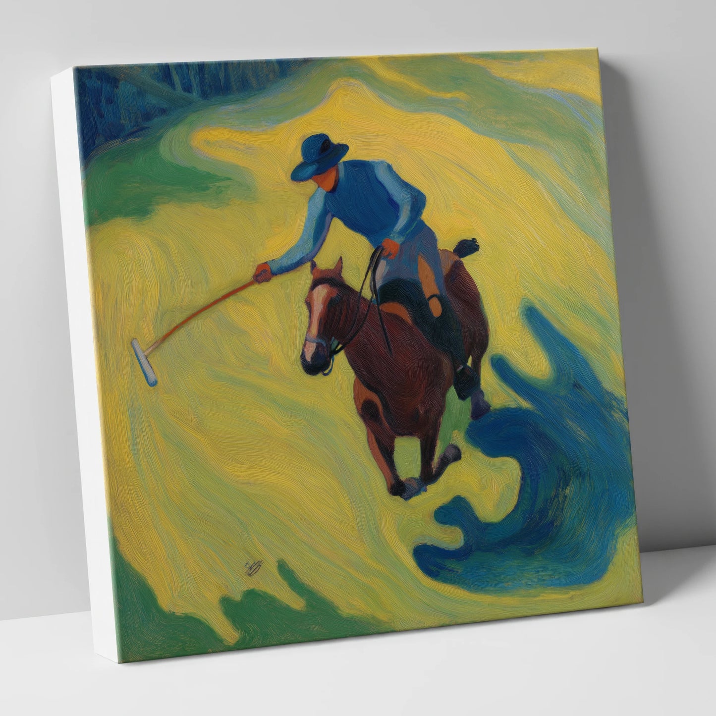 Sunlit Polo Swing polo horse canvas wall art