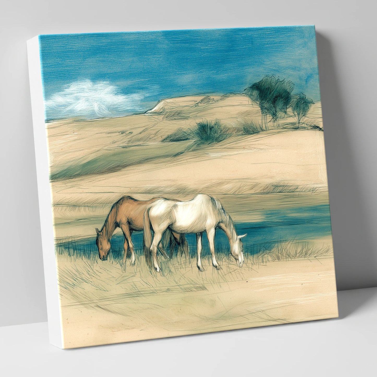 Quiet Companions horse landscape canvas wall art