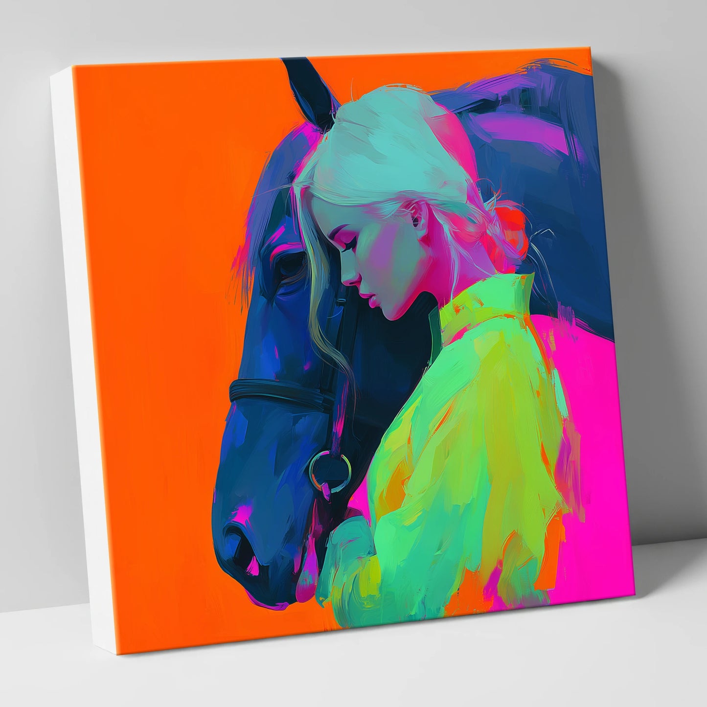 Technicolour Trust horse & rider canvas wall art