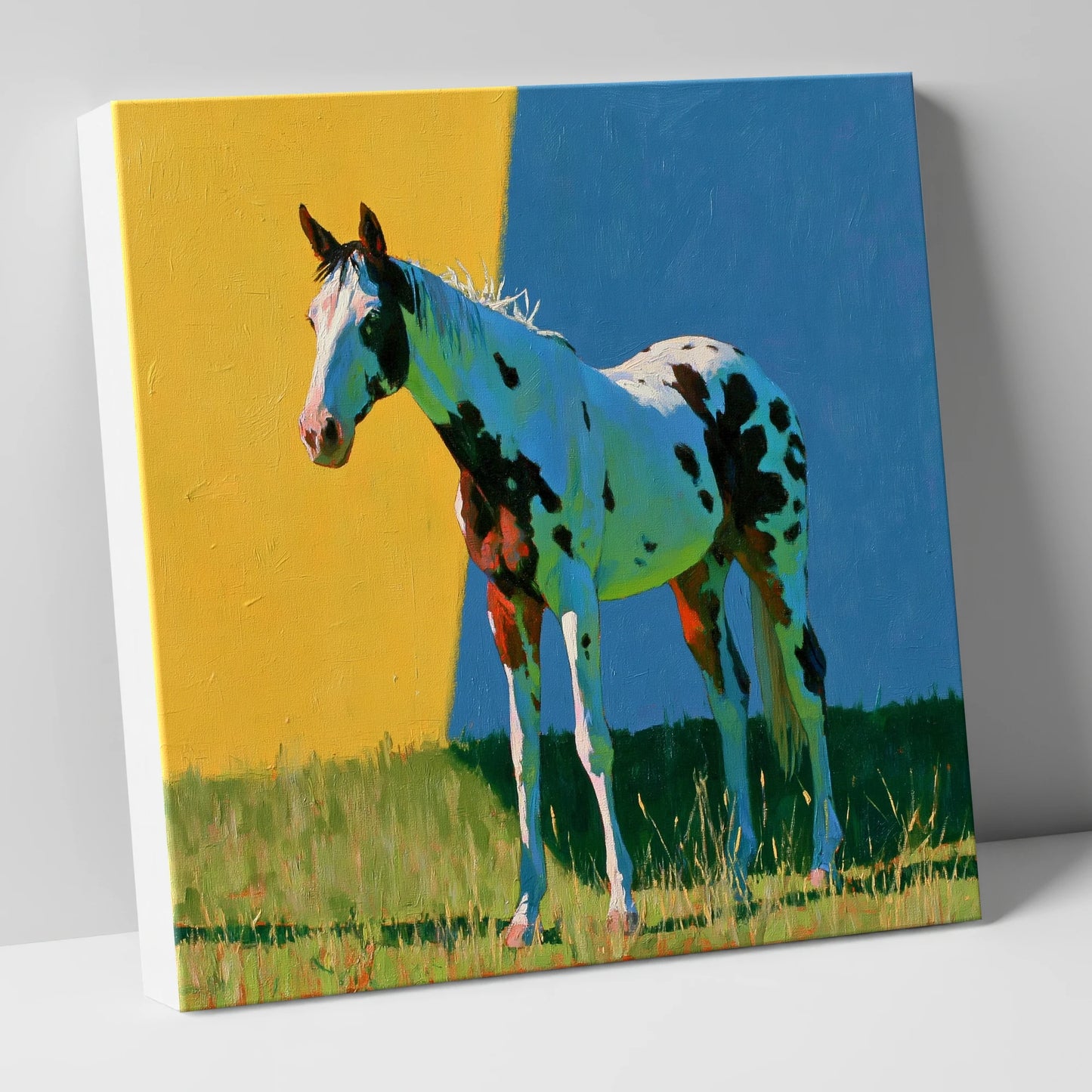 Spotted Horse in Vibrant Colours horse breed canvas wall art
