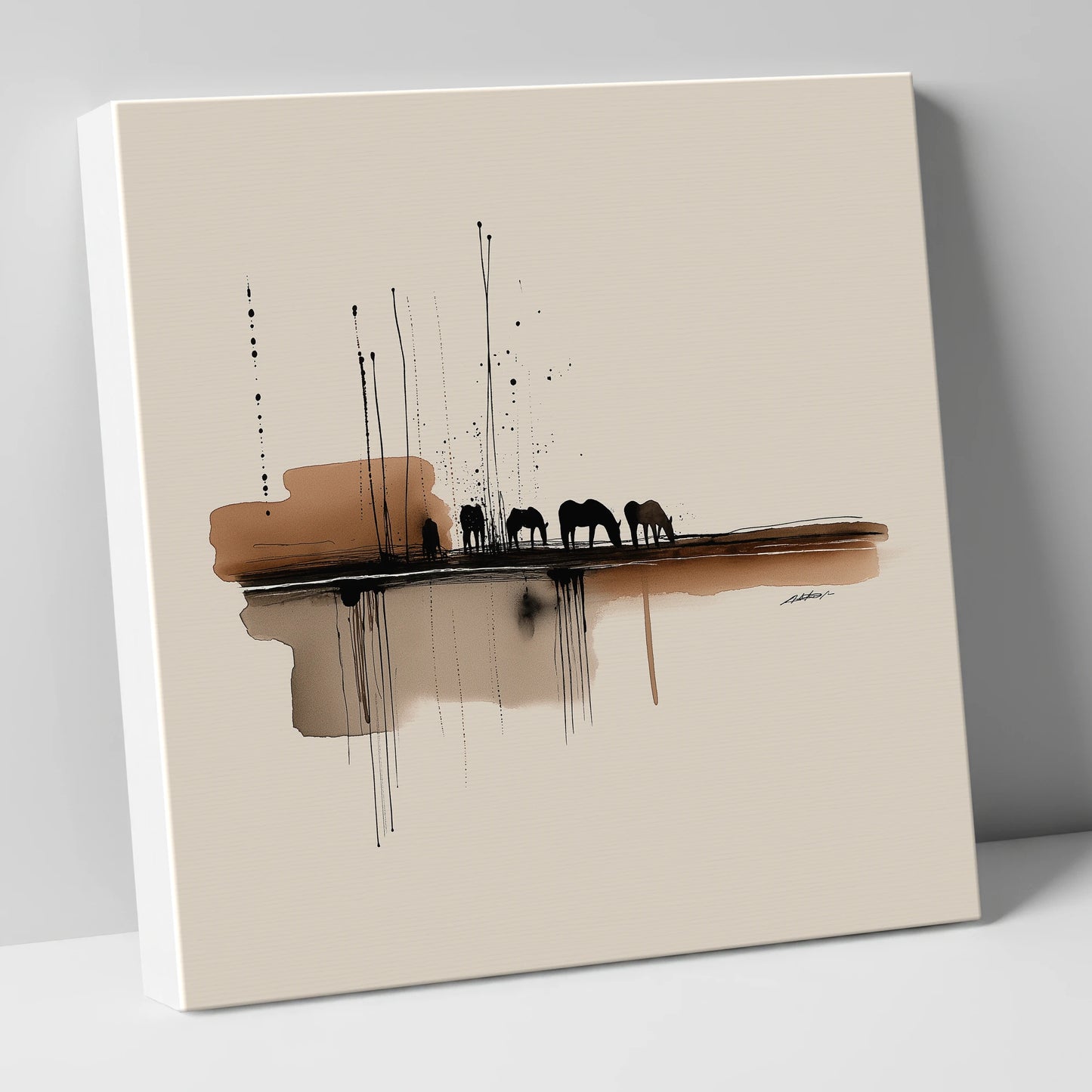 Sepia Horizon Herd horse landscape canvas wall art