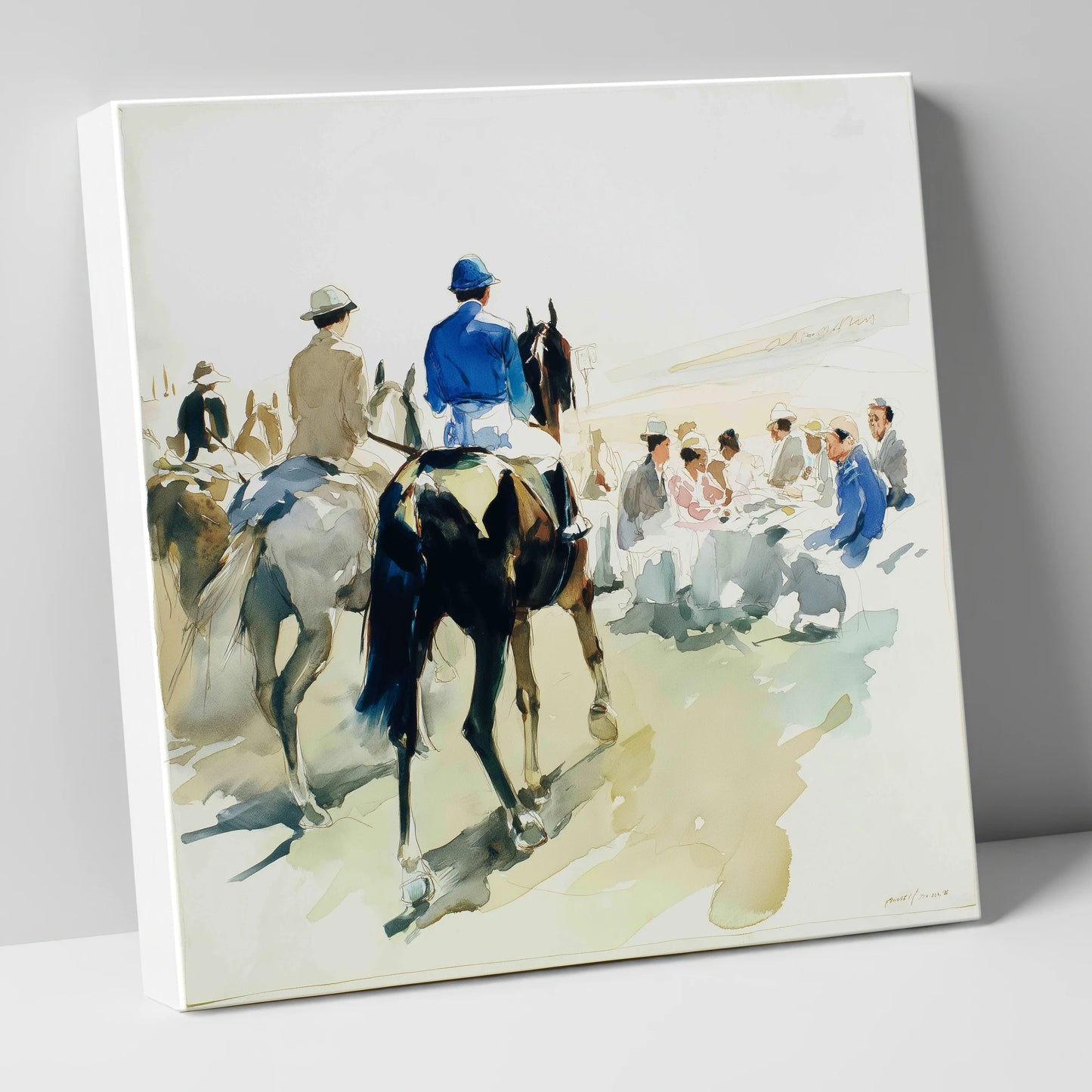 Heading to the Start racing horse canvas wall art