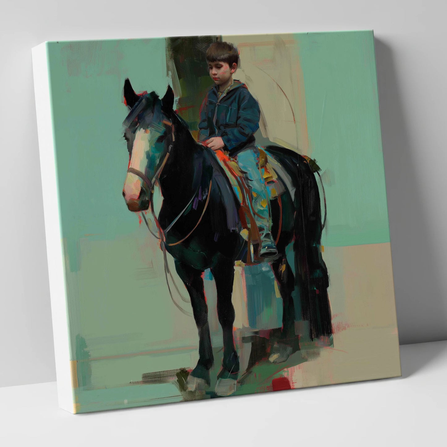 The Quiet Partnership horse & rider canvas wall art