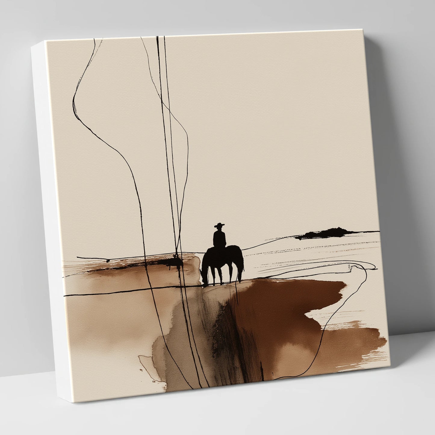 Solitary Western Horizon western horse canvas wall art