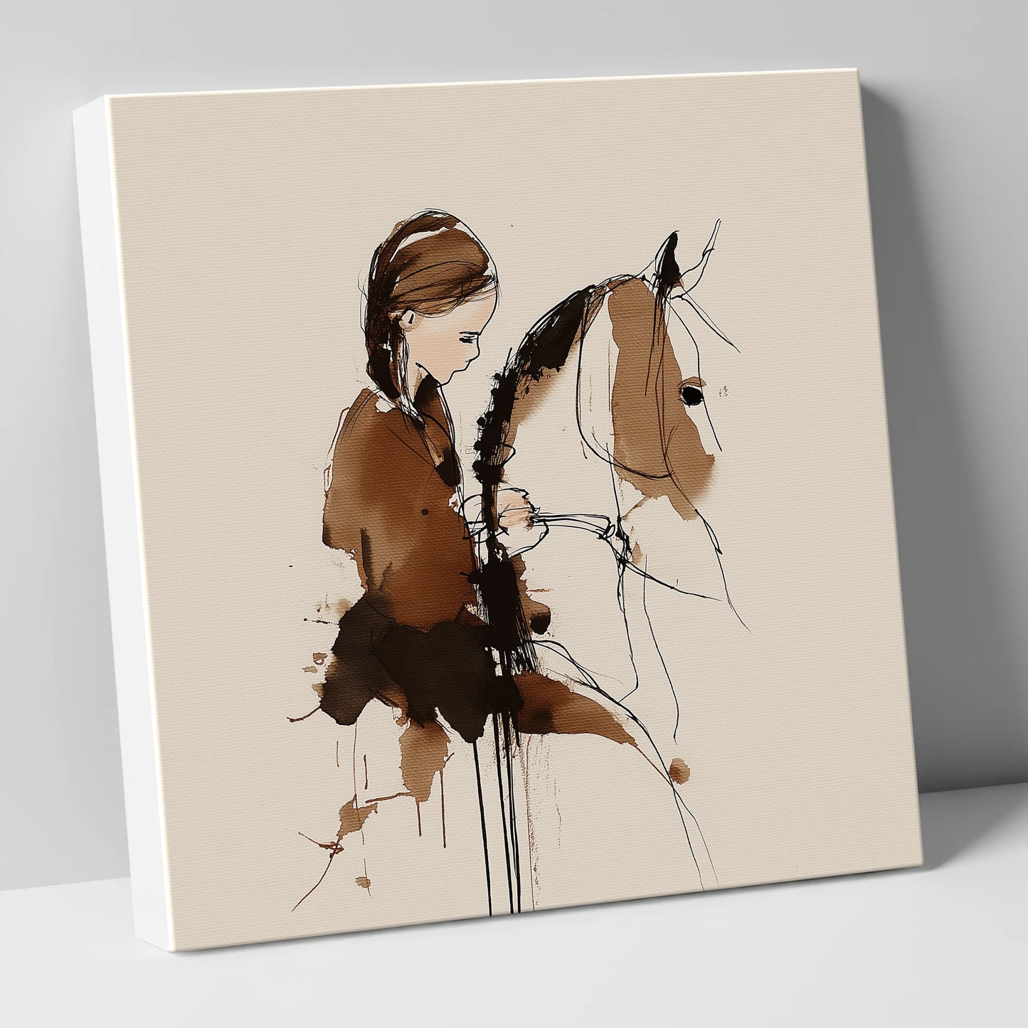 Quiet Bond horse & rider canvas wall art