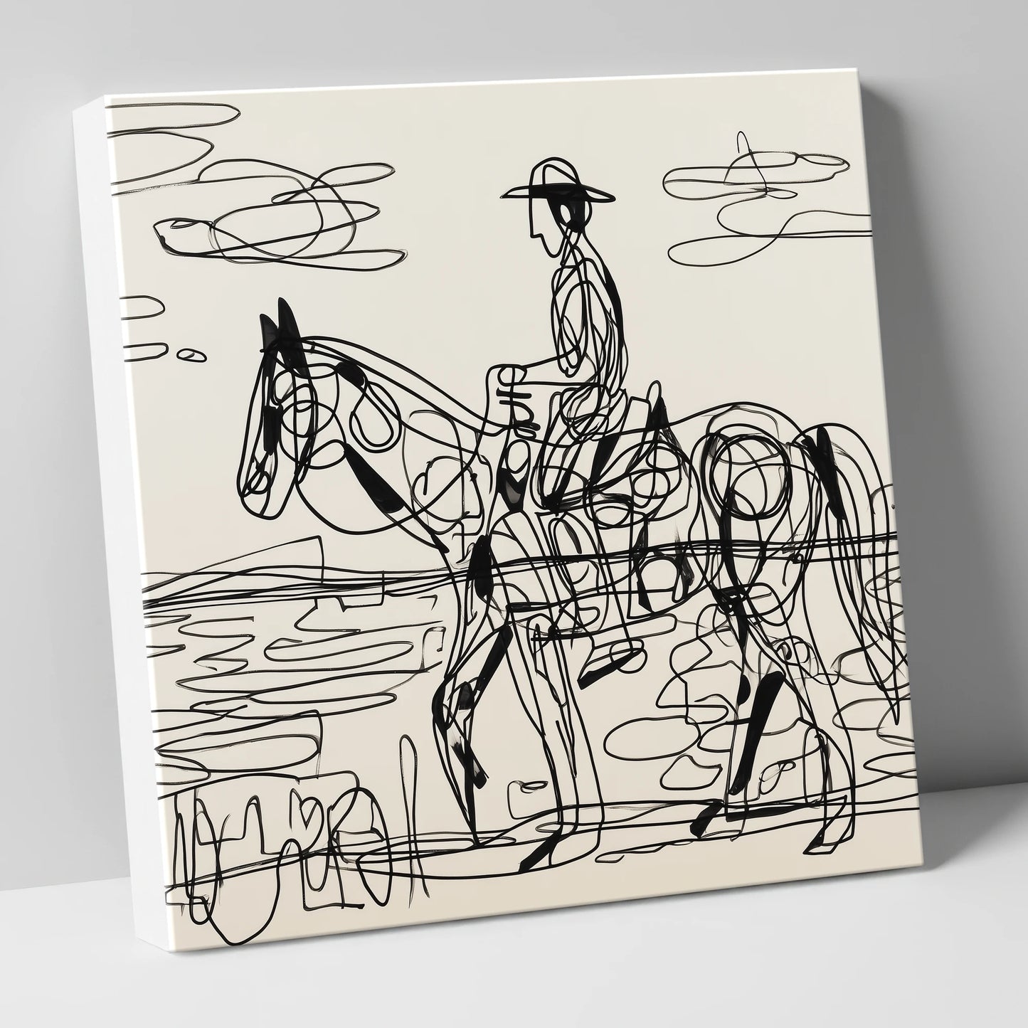 Linear Beach Ride beach horse canvas wall art