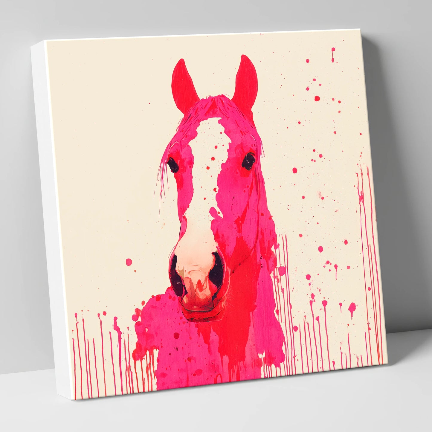 Vibrant Magenta Blaze horse portrait canvas wall art