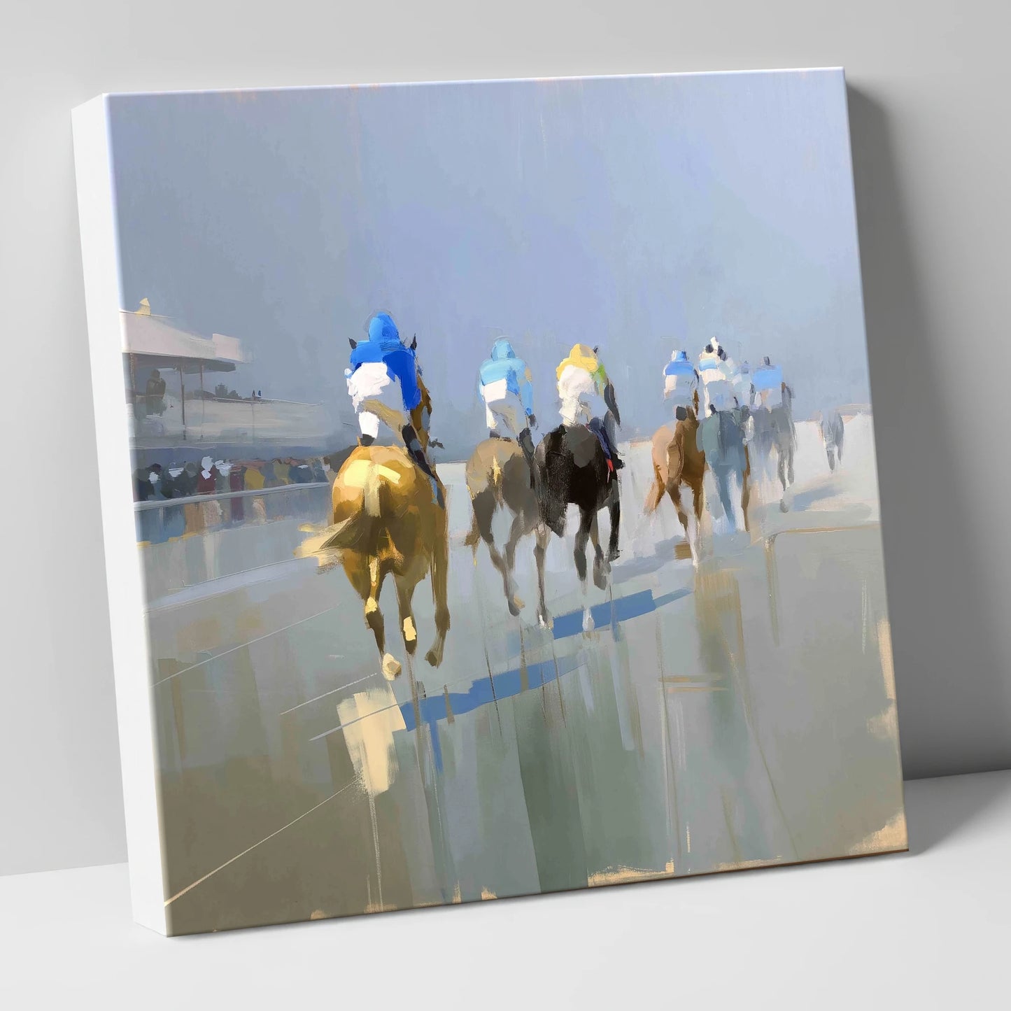 Into the Mist racing horse canvas wall art
