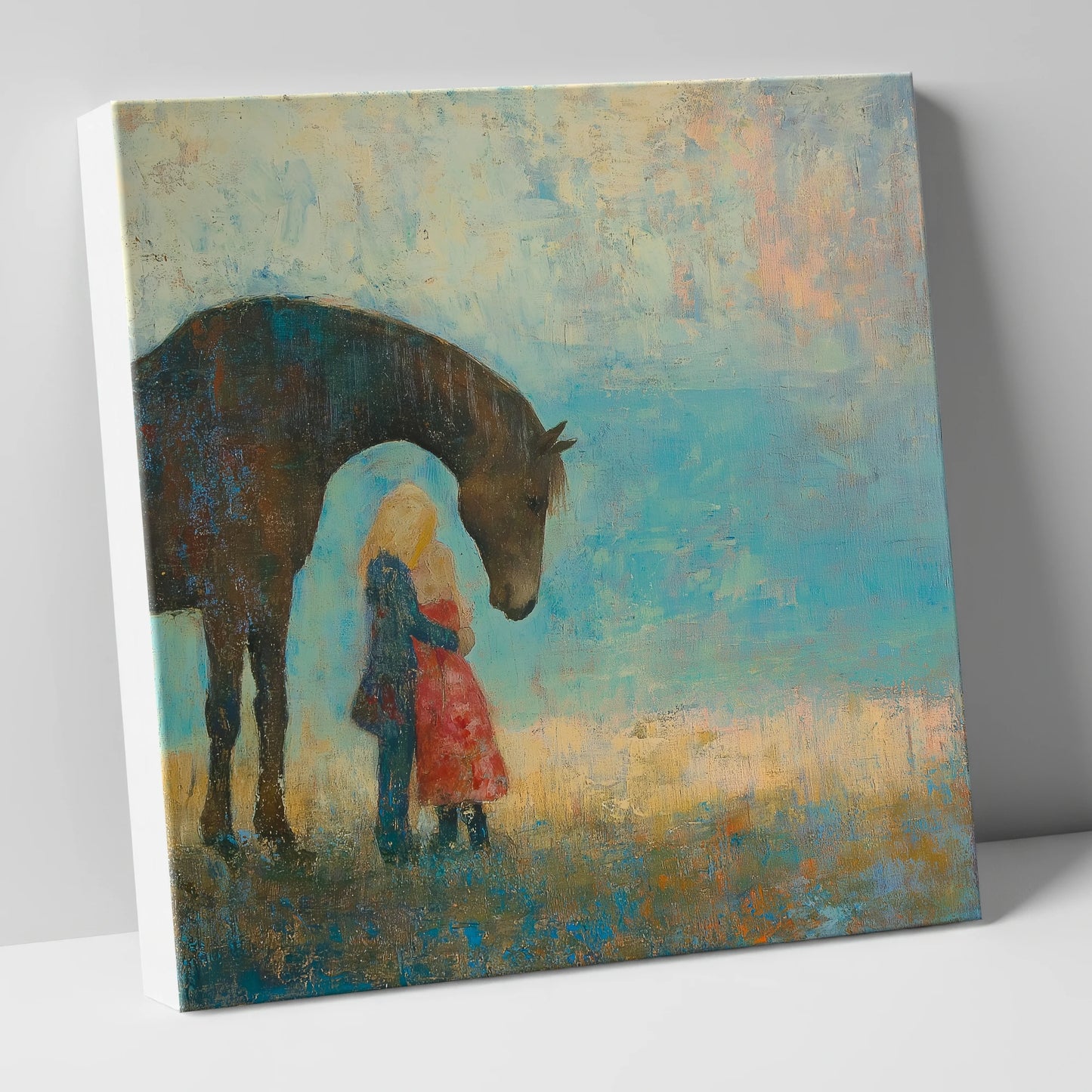 A Quiet Guardian horse & rider canvas wall art