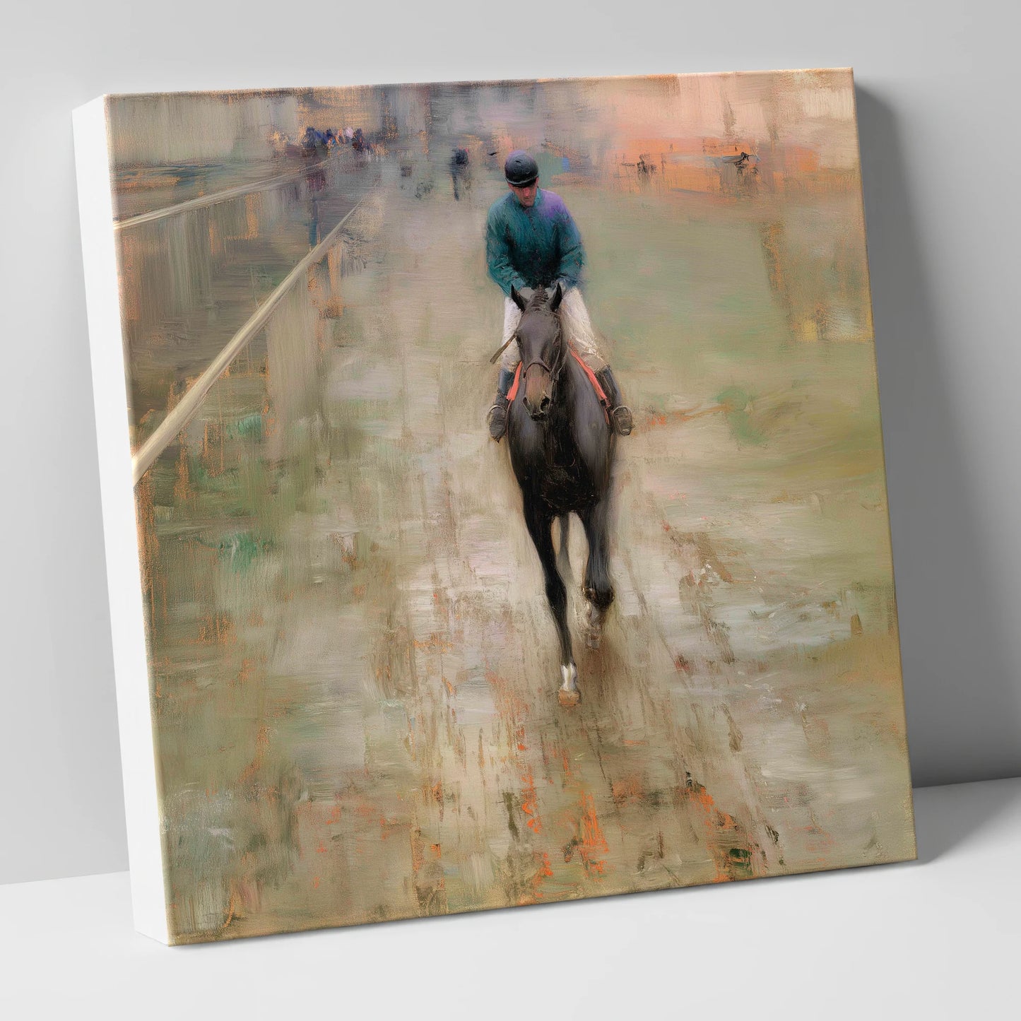 Dawn on the Turf racing horse canvas wall art
