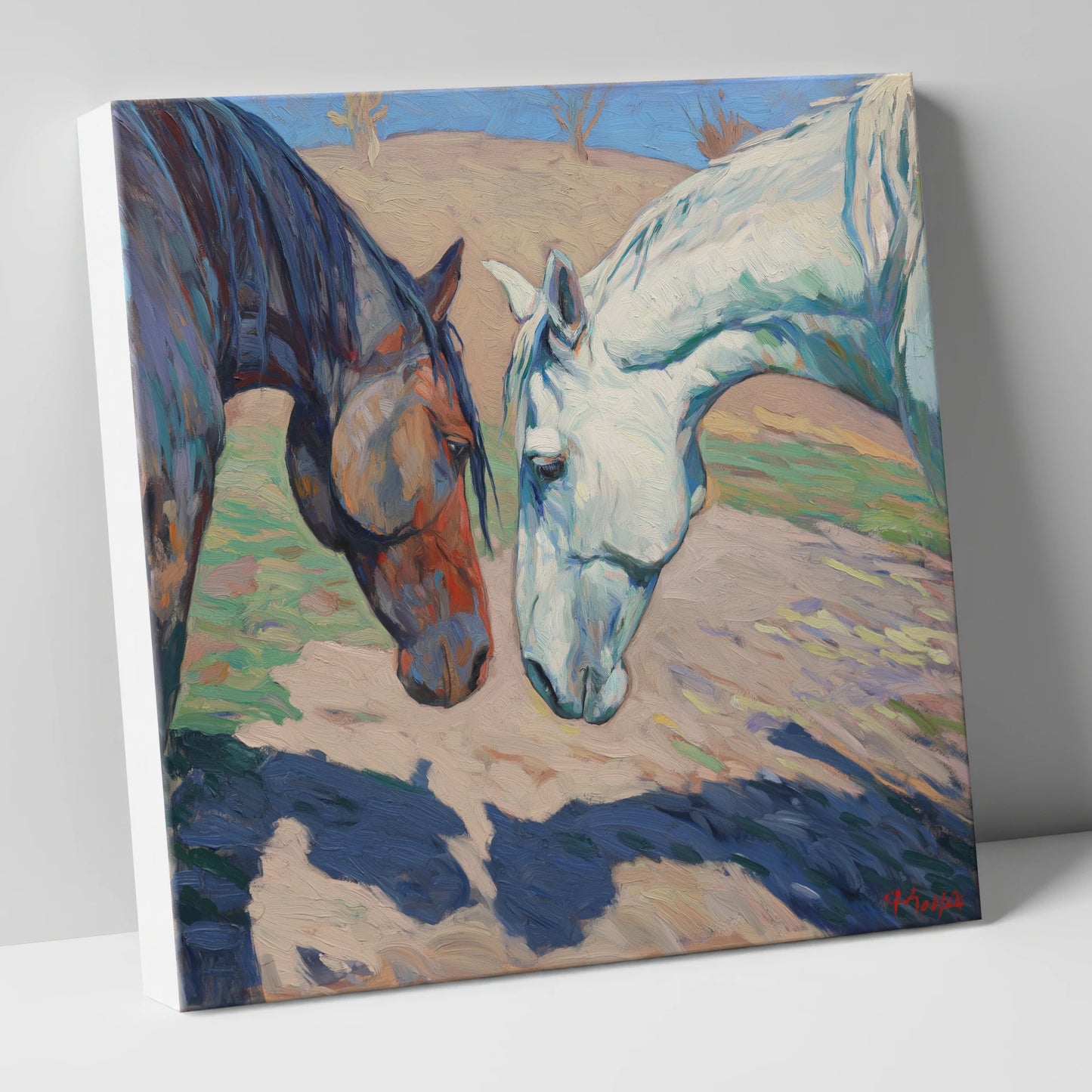 Sunlit Companions horse portrait canvas wall art