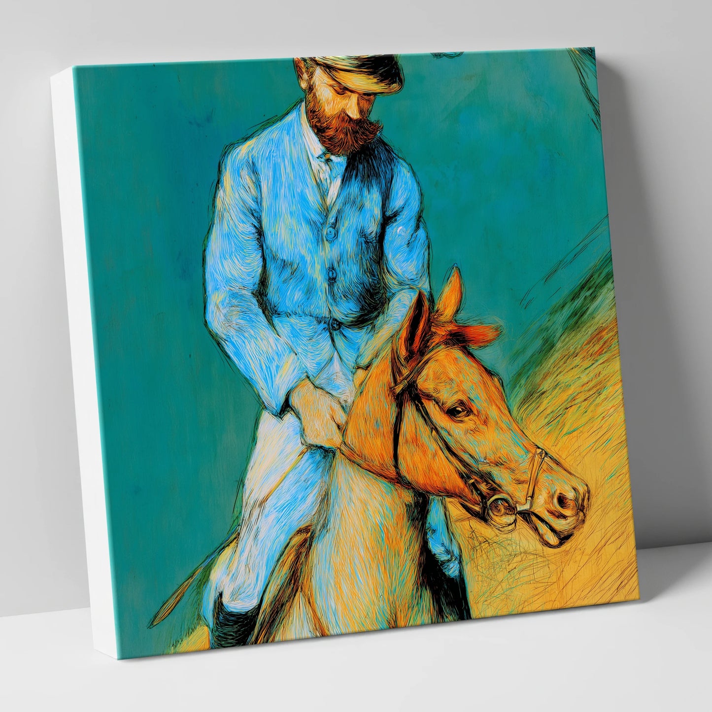 The Cerulean Rider racing horse canvas wall art