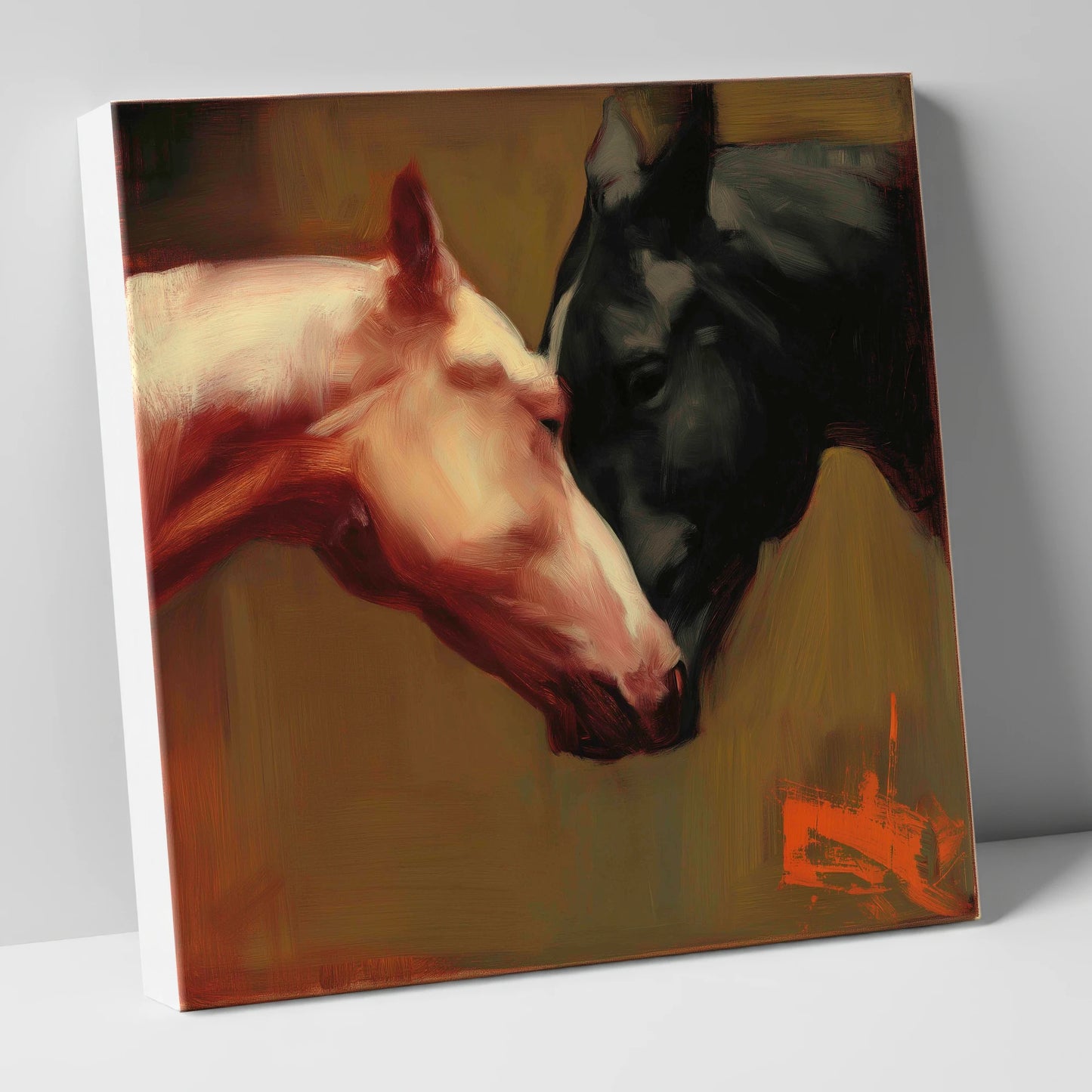 Silent Communion horse portrait canvas wall art