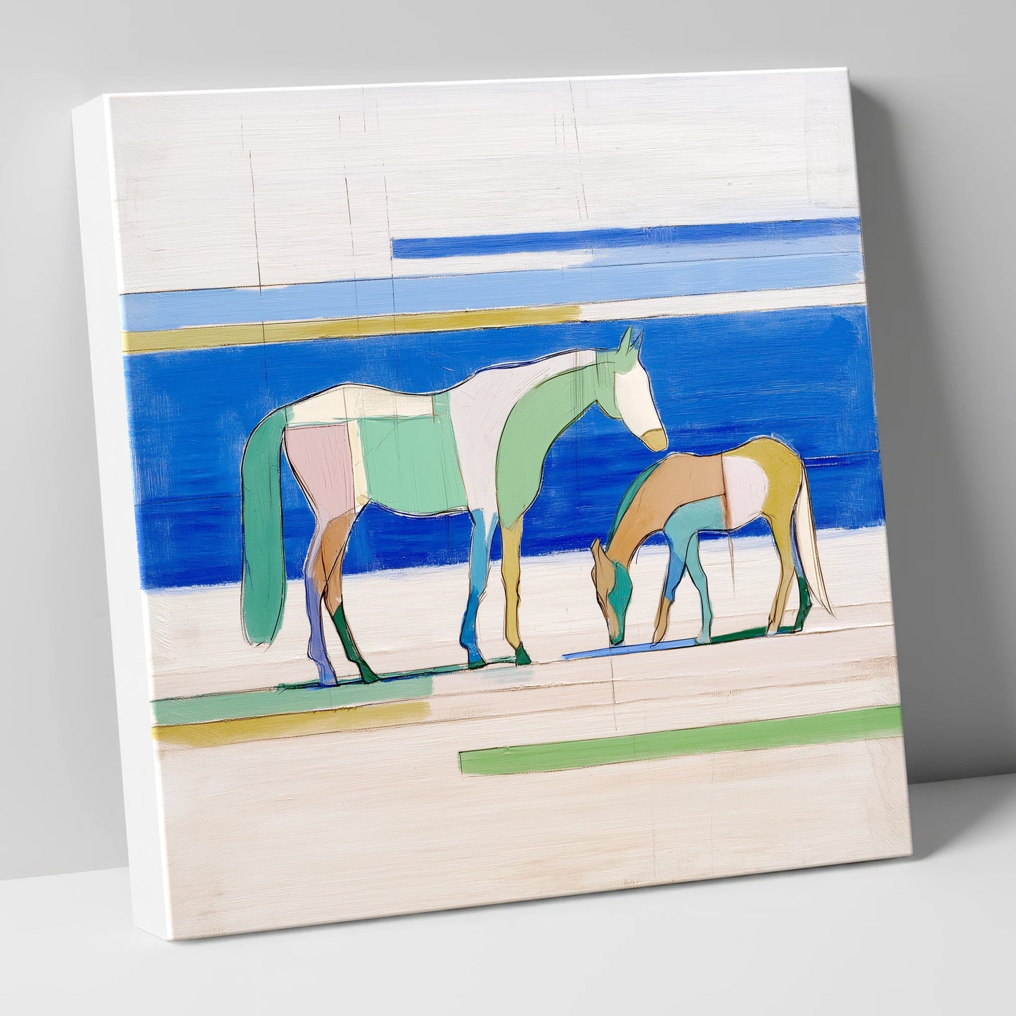Azure Equine Geometry horse landscape canvas wall art