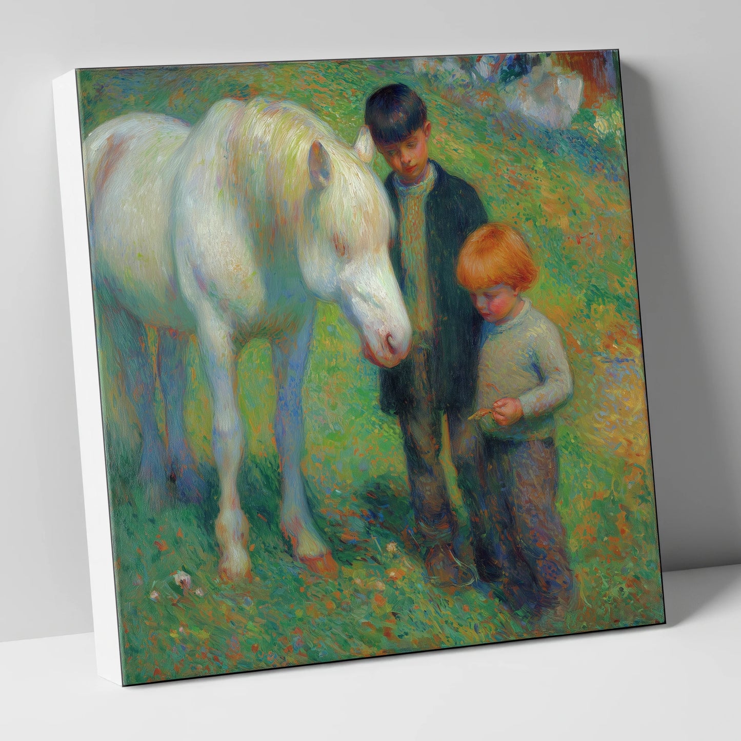 The Gentle Grey horse & rider canvas wall art