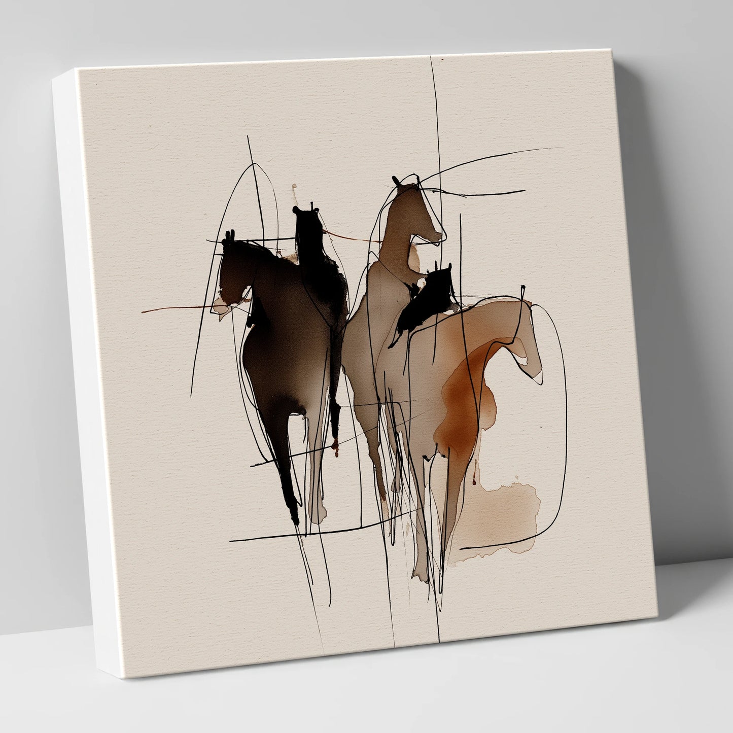 Dynamic Equine Trio horse portrait canvas wall art