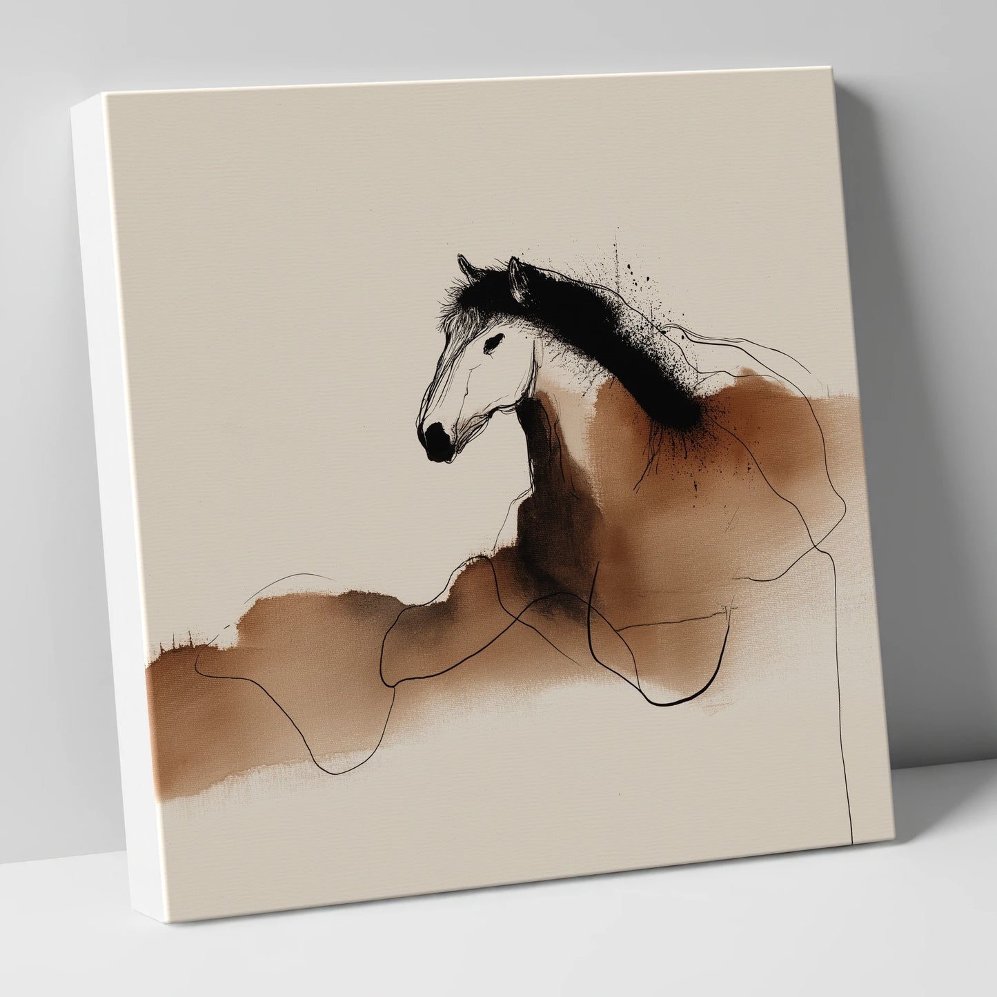 Fluid Sepia Profile horse portrait canvas wall art