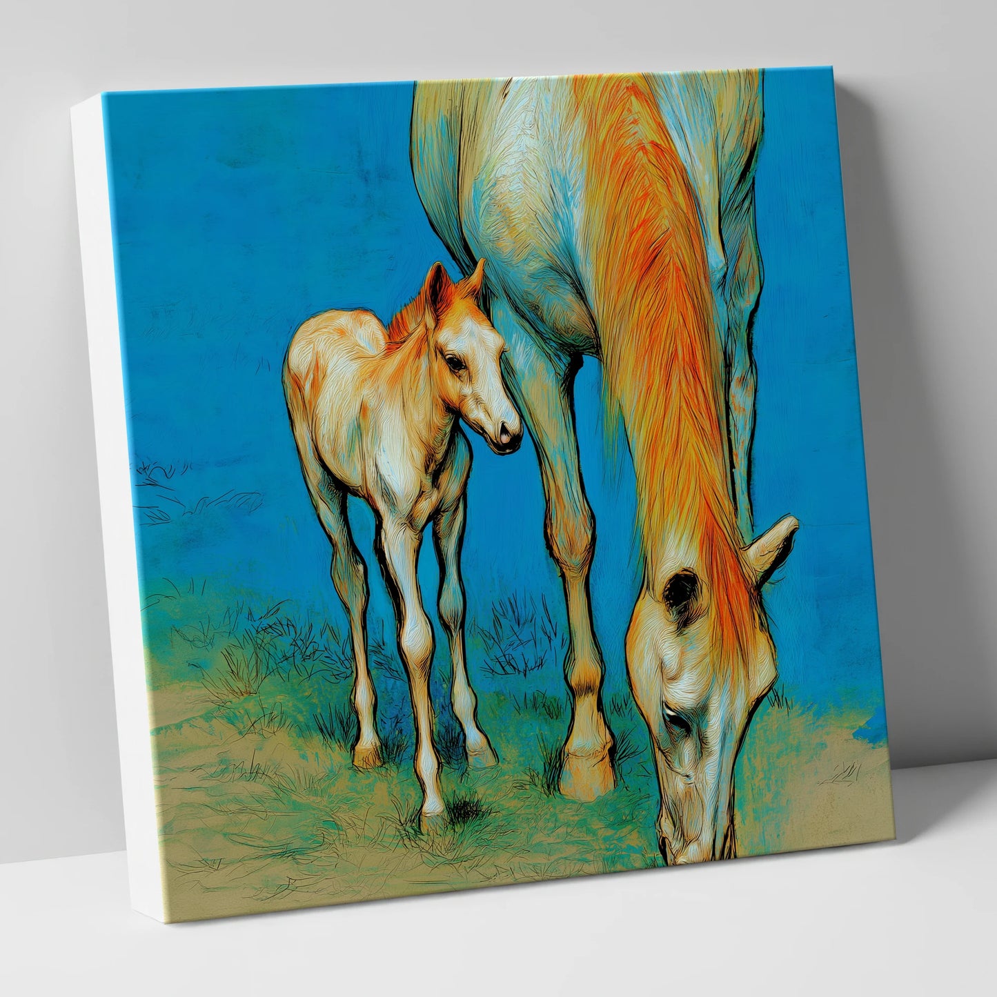Nurture and Nature mare & foal canvas wall art
