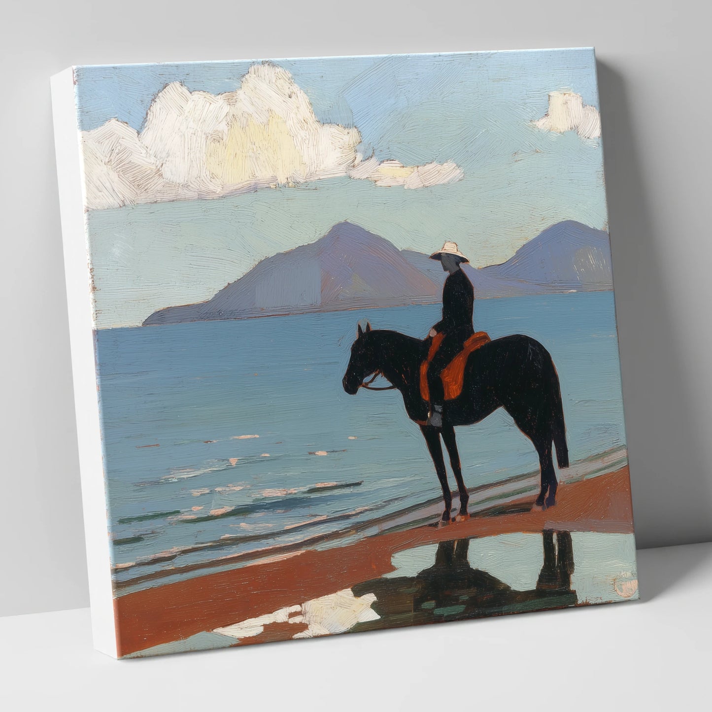 Silhouette on the Sands beach horse canvas wall art