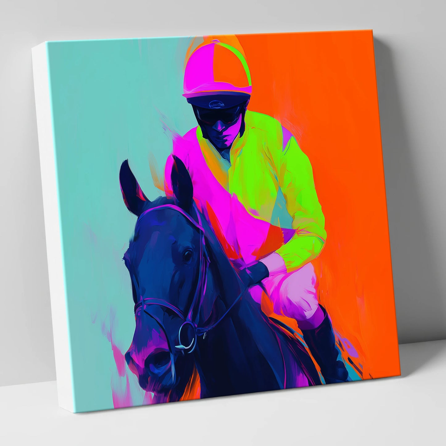 Electric Pace racing horse canvas wall art