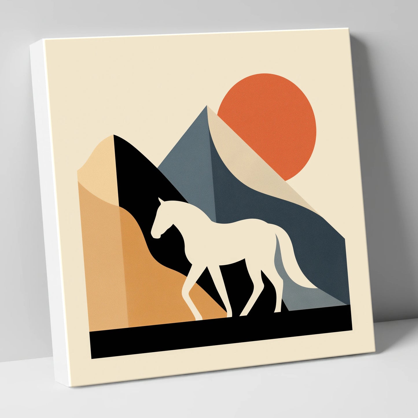 Abstract Equine Sunrise horse landscape canvas wall art