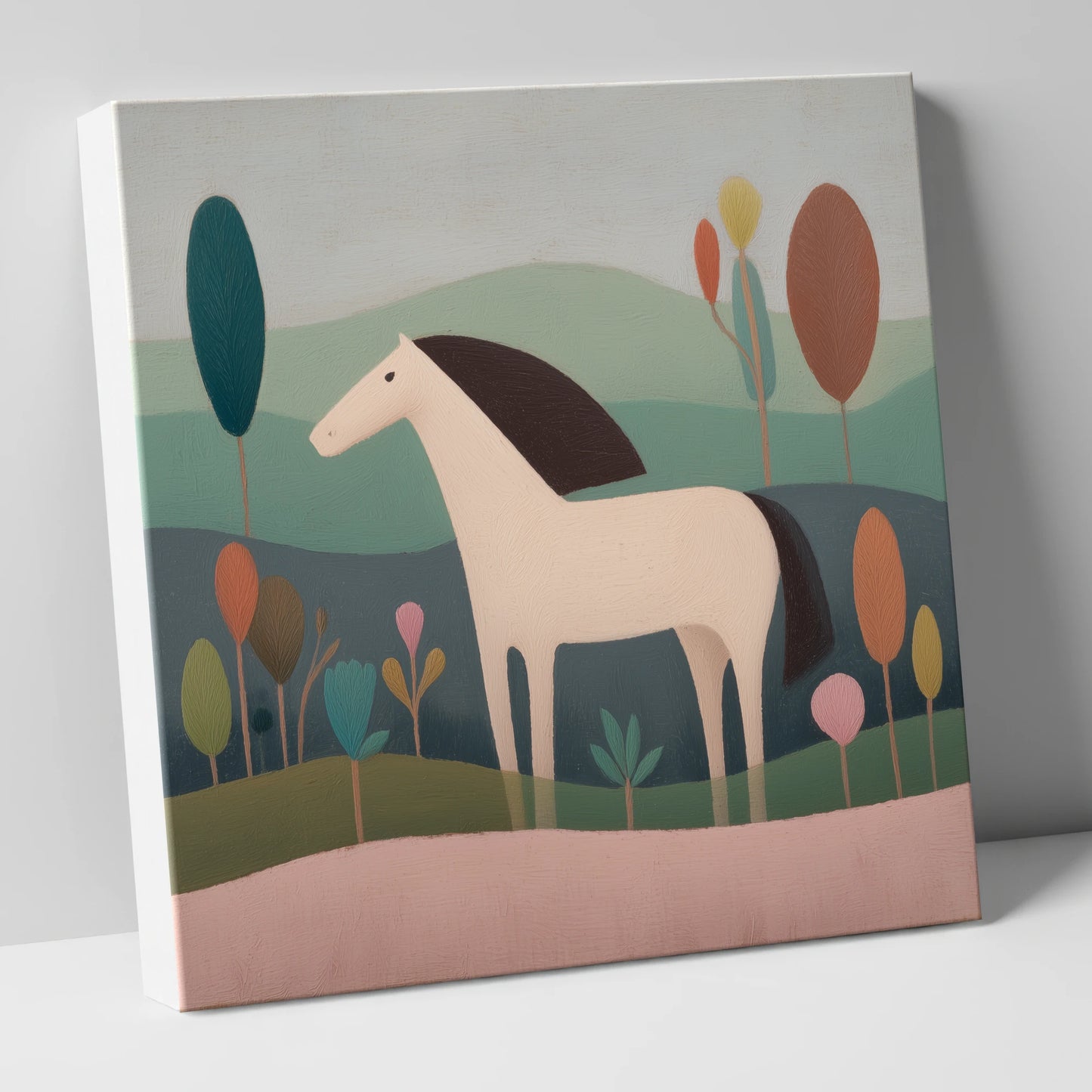 Tranquil Meadow Grey horse breed canvas wall art