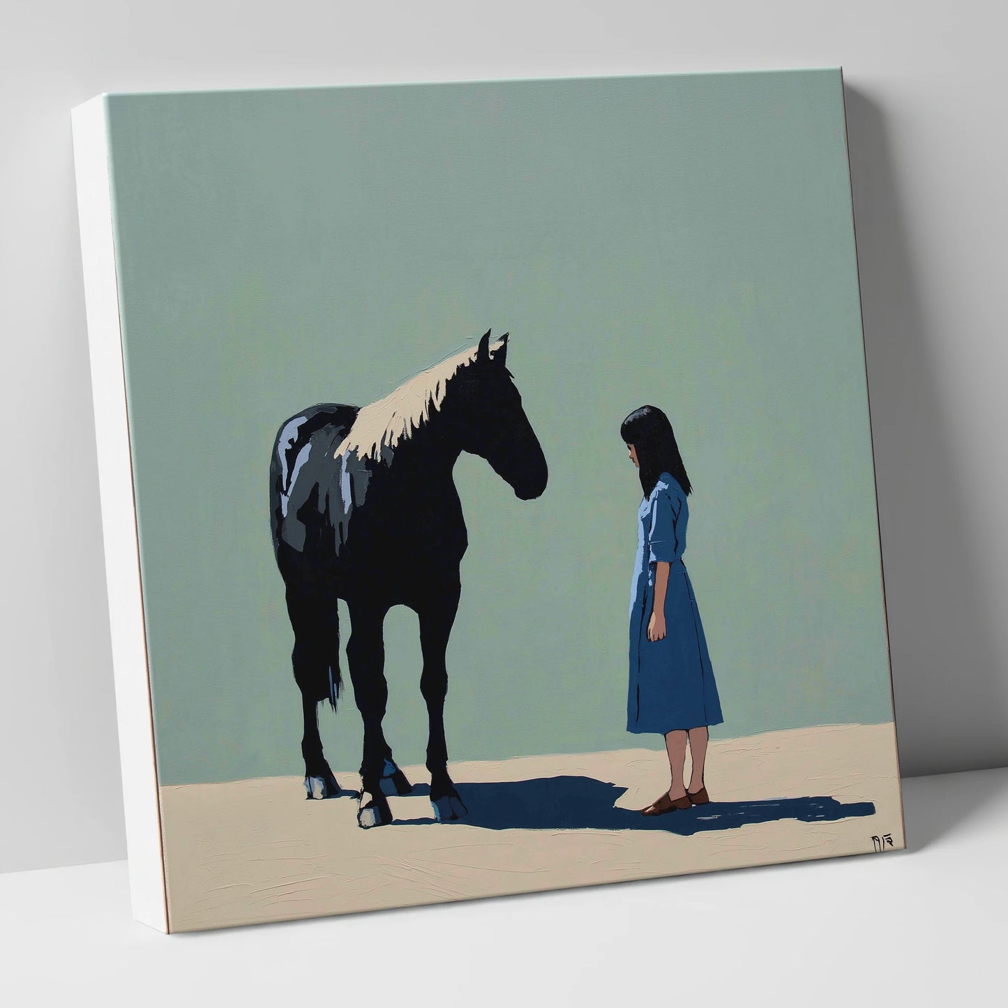 Quiet Understanding horse & rider canvas wall art