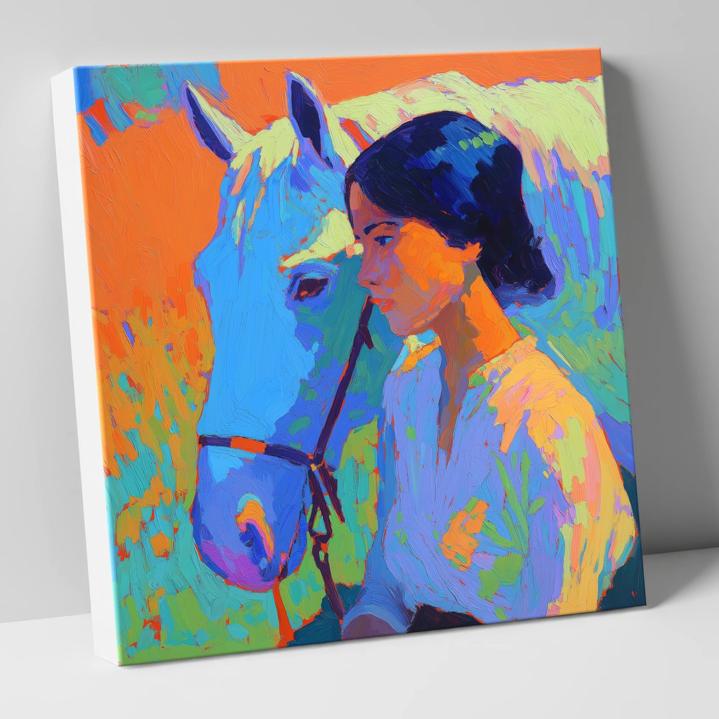 Vibrant Connection horse & rider canvas wall art