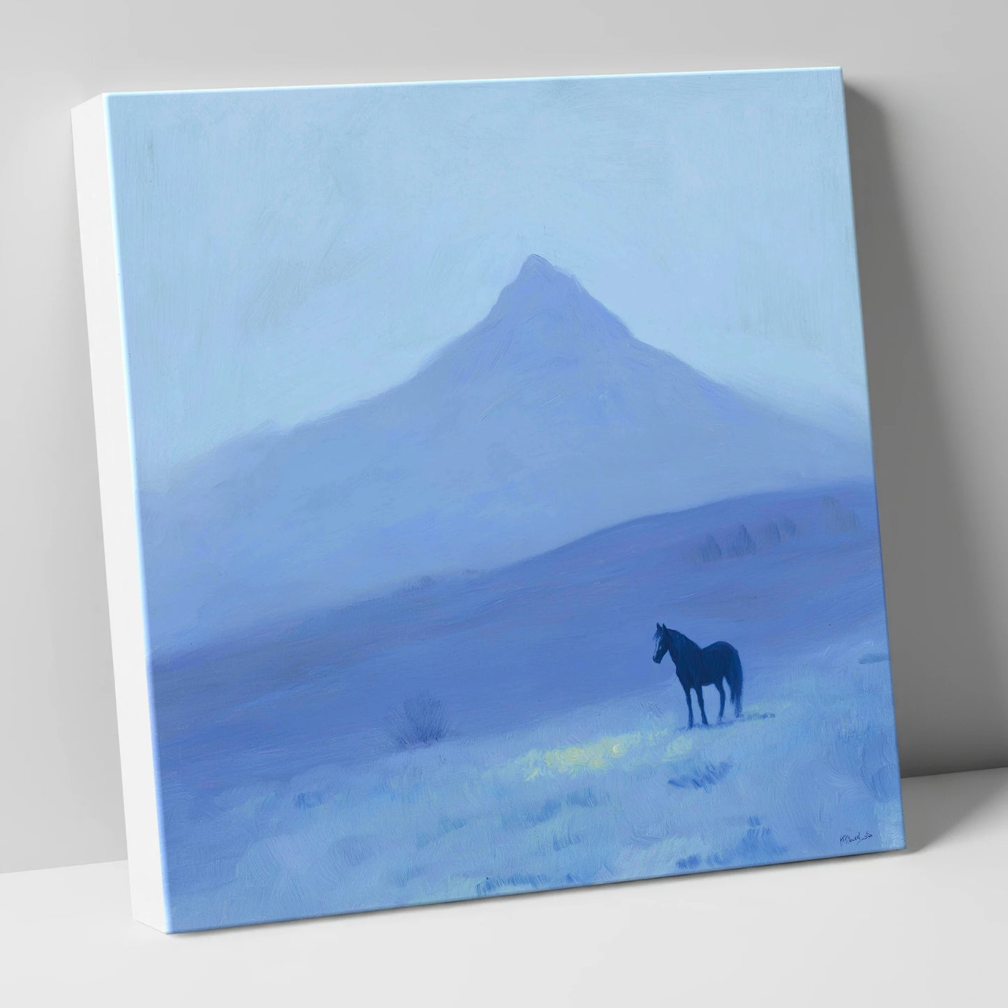 Azure Mountain Solitude horse landscape canvas wall art