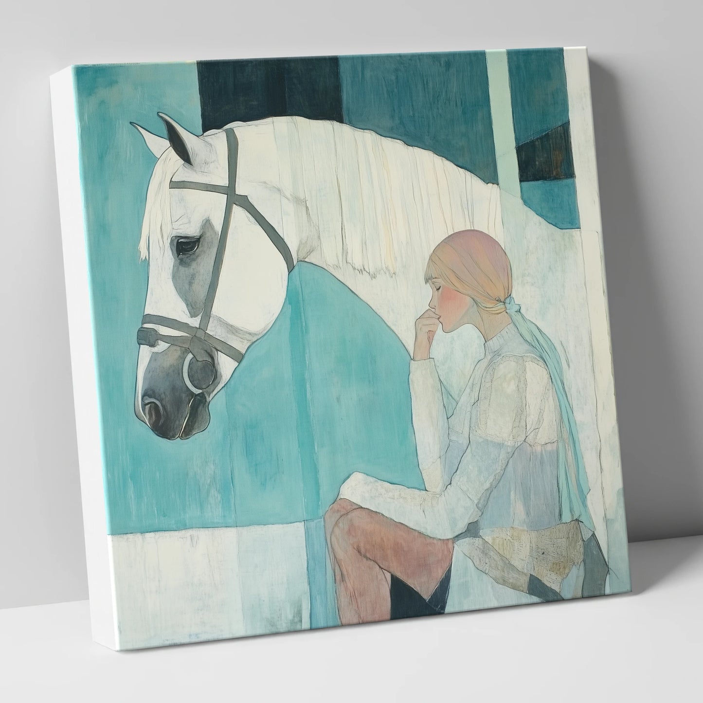 Quiet Contemplation horse & rider canvas wall art