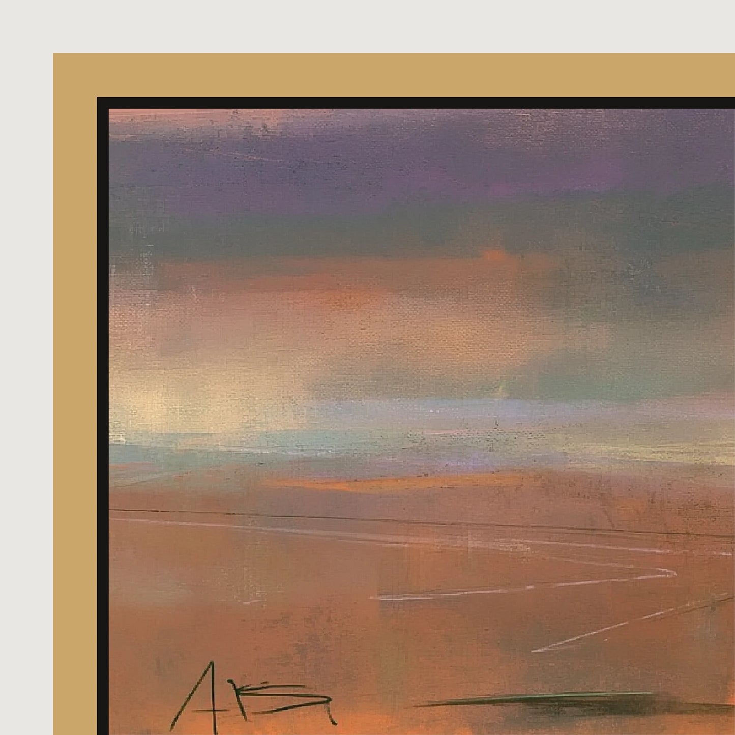 Out at Dawn - panoramic canvas and float frame detail