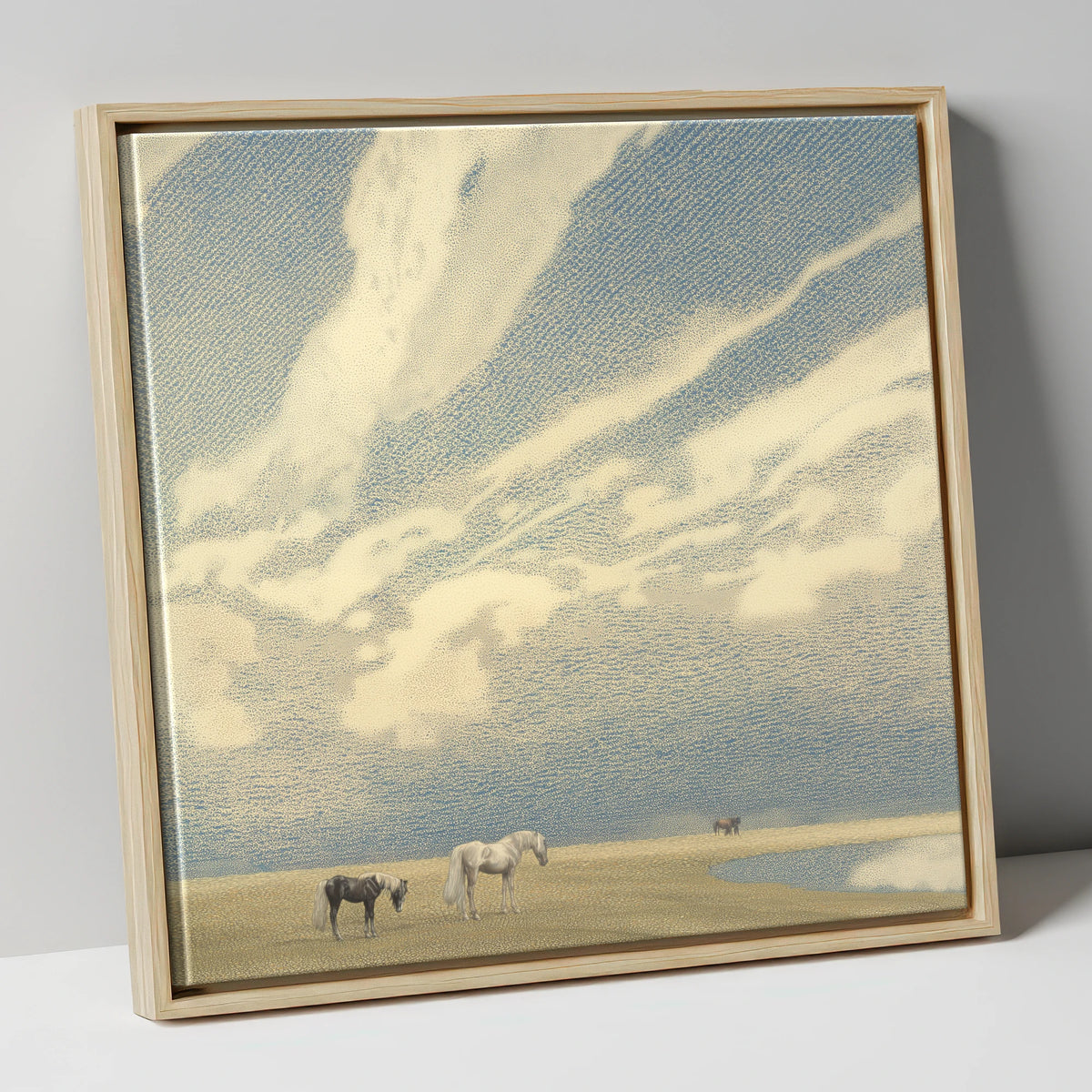 Sweeping Skies horse landscape canvas wall art in natural frame