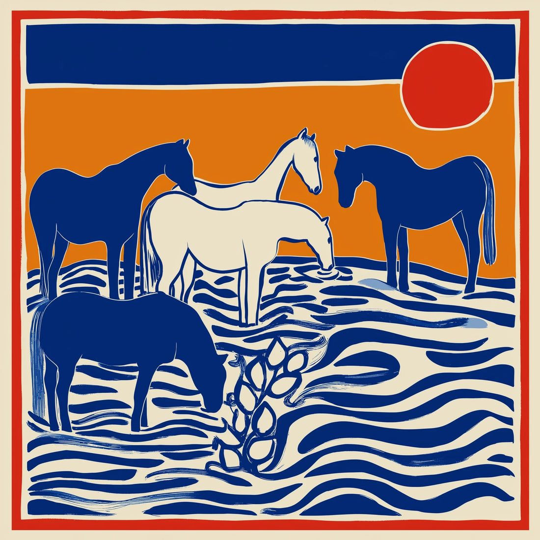 Striking Cobalt and Burnt Orange: The Graphic Equestrian World of Matilda Graves