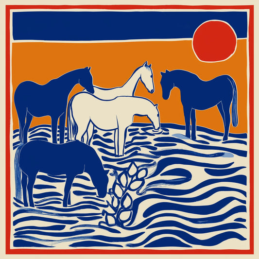 Striking Cobalt and Burnt Orange: The Graphic Equestrian World of Matilda Graves