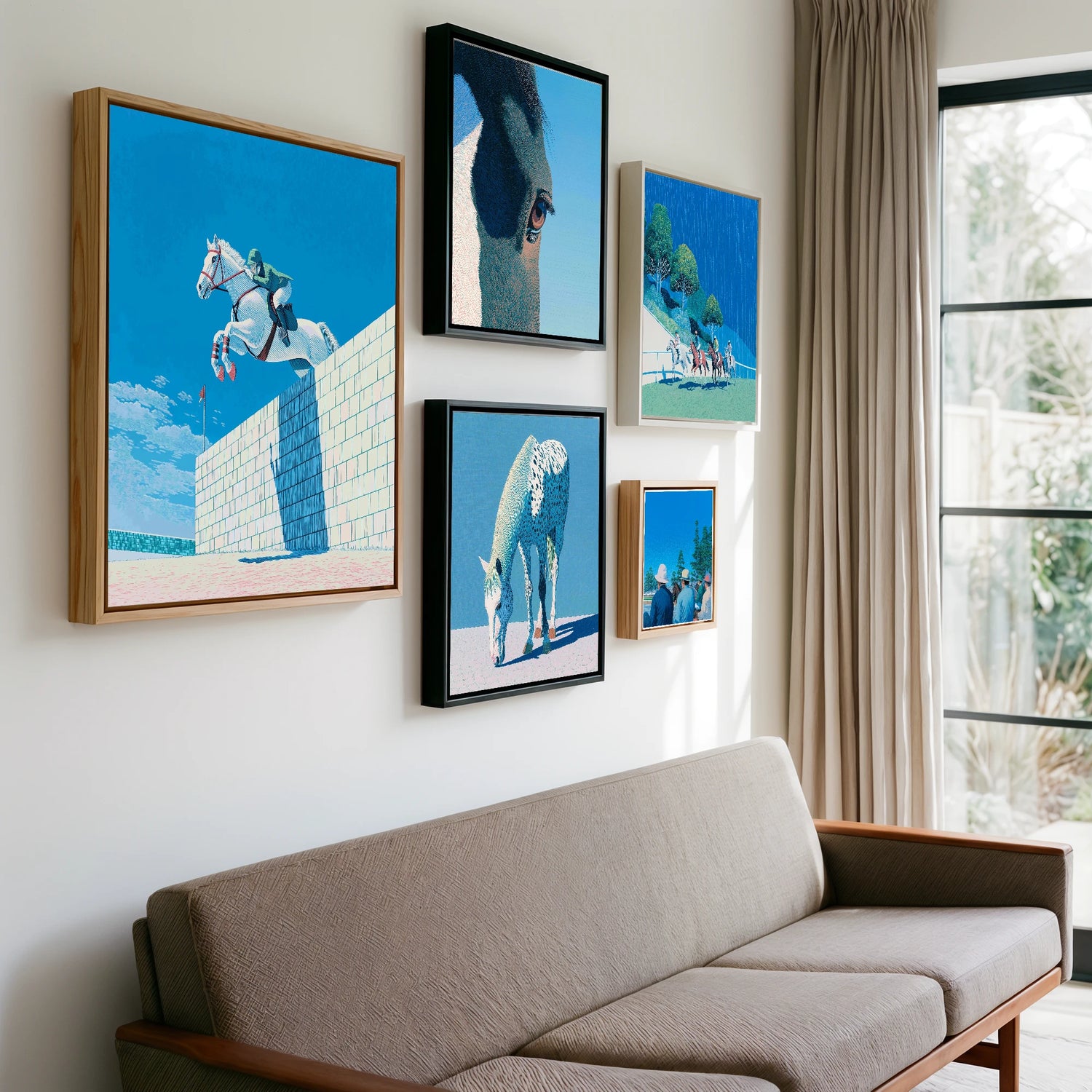 Gallery wall of art by Simon Whitlock