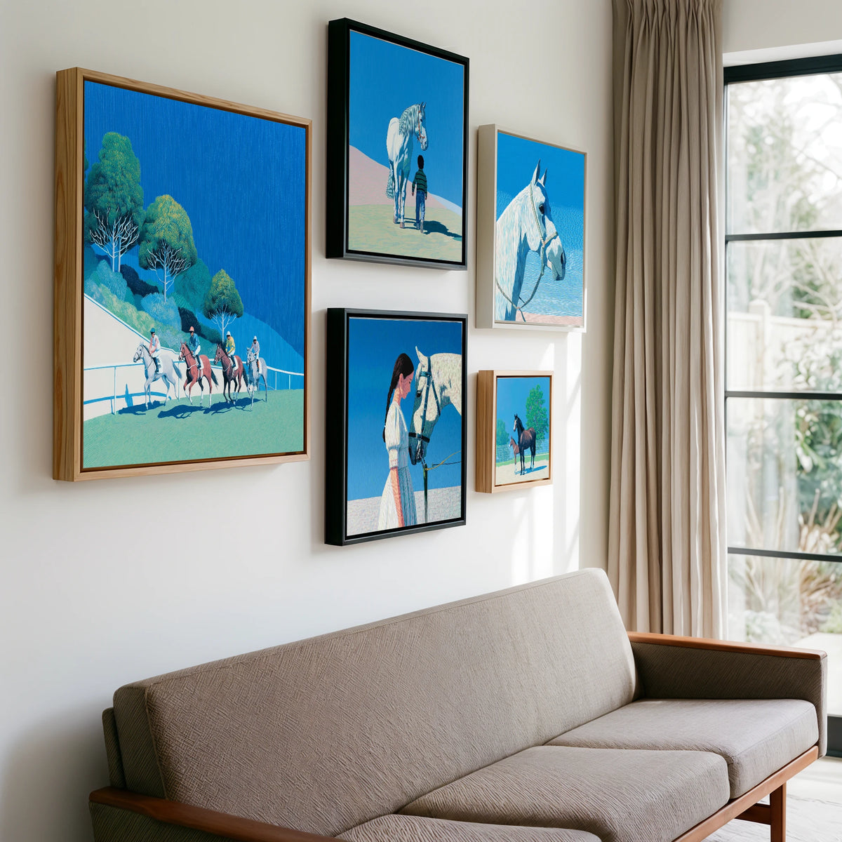 Gallery wall of art by Simon Whitlock