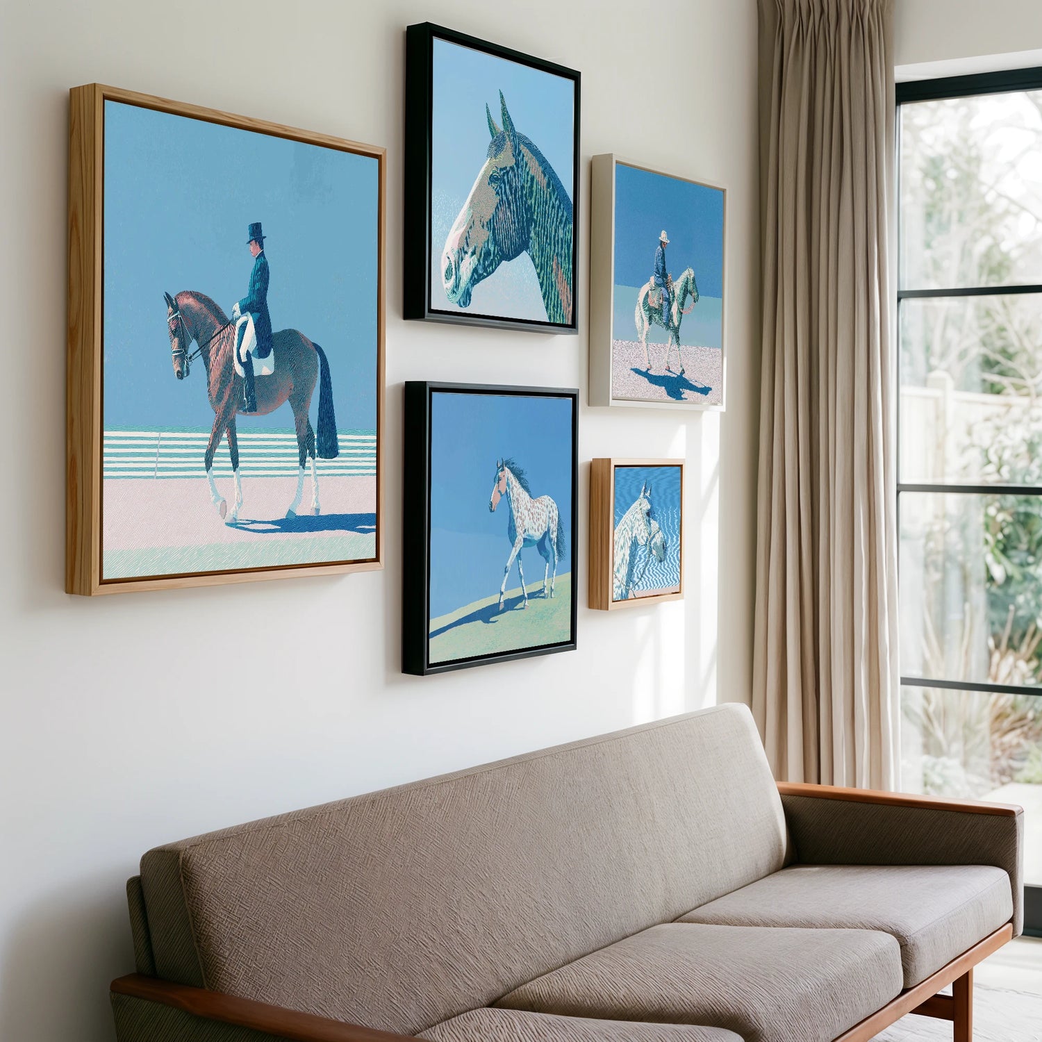 Gallery wall of art by Simon Whitlock