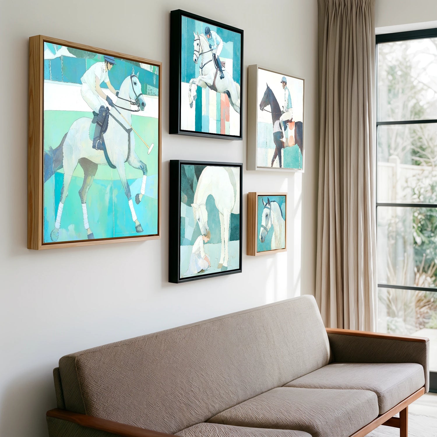 Gallery wall of art by Flora Whitby