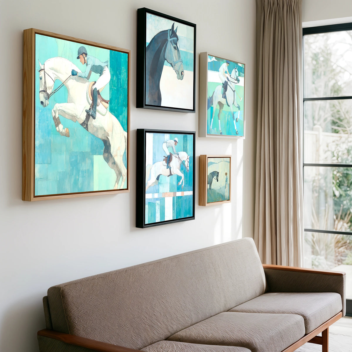 Gallery wall of art by Flora Whitby