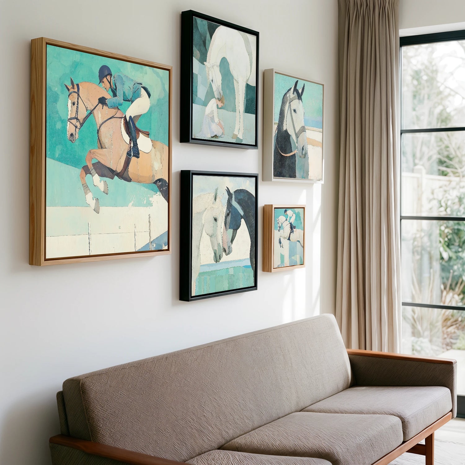 Gallery wall of art by Flora Whitby